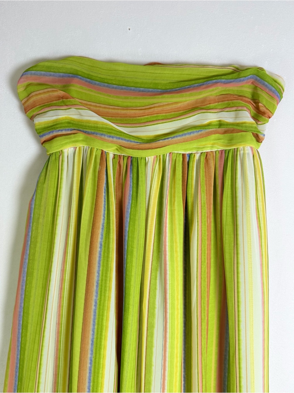 Calypso St Barth Women XS Silk Strapless Maxi Dress Luxury Striped Smocked Boho - Picture 4 of 10